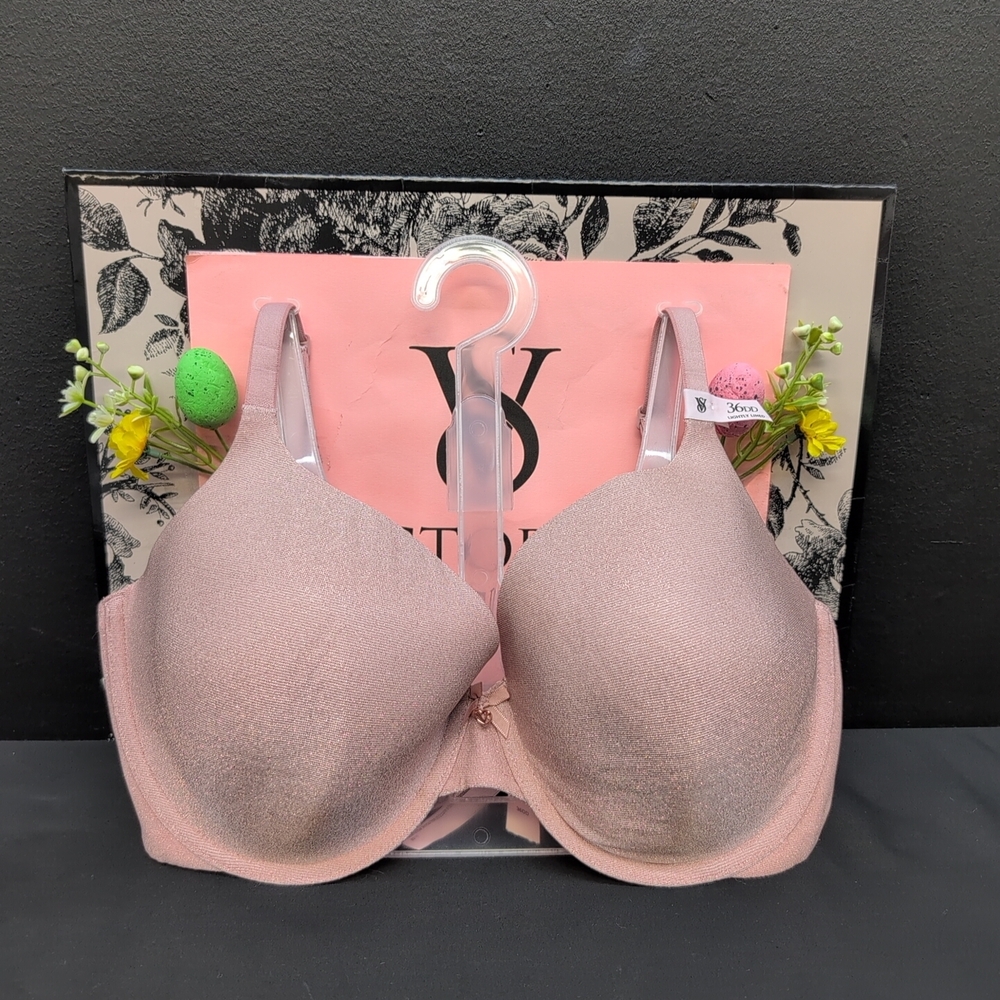 Victoria Secret Perfect Shape Shimmer Push Up Bra 36DD Royal Pink